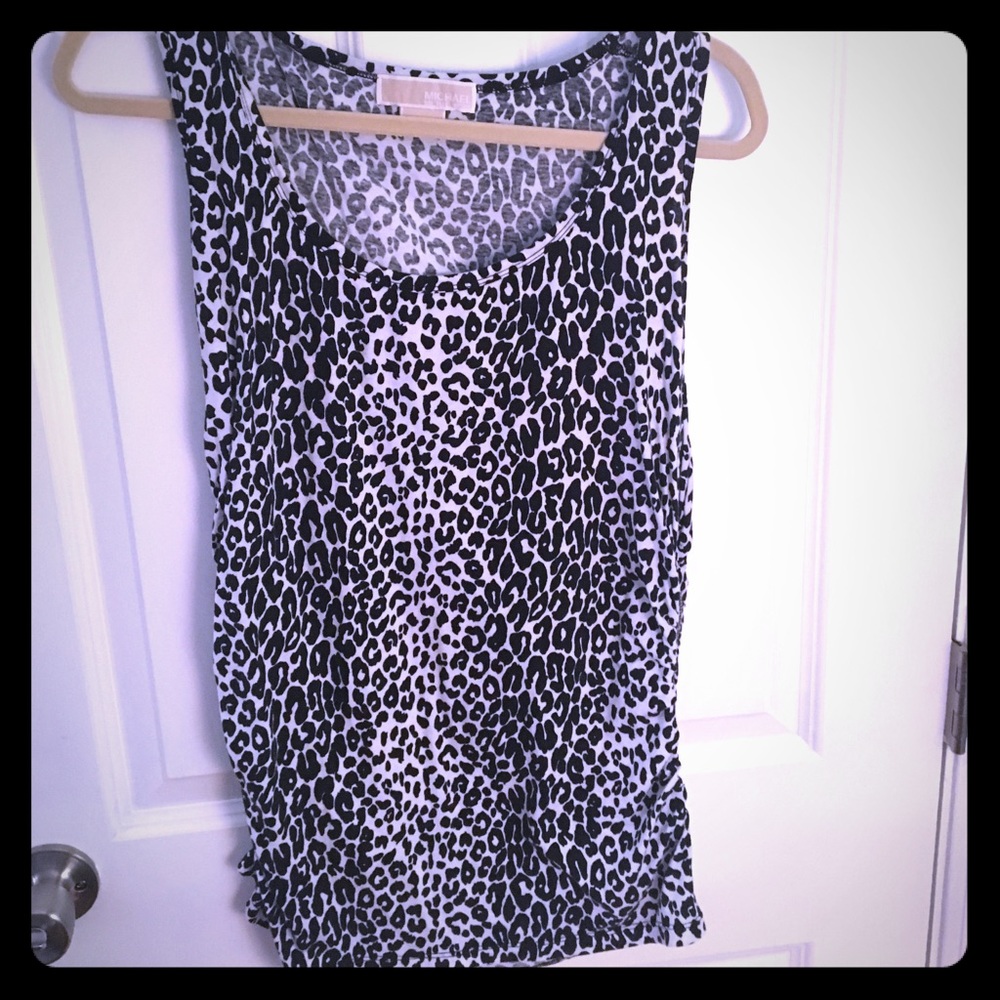 Micheal Kors Cheetah print ruched top w/ side zip